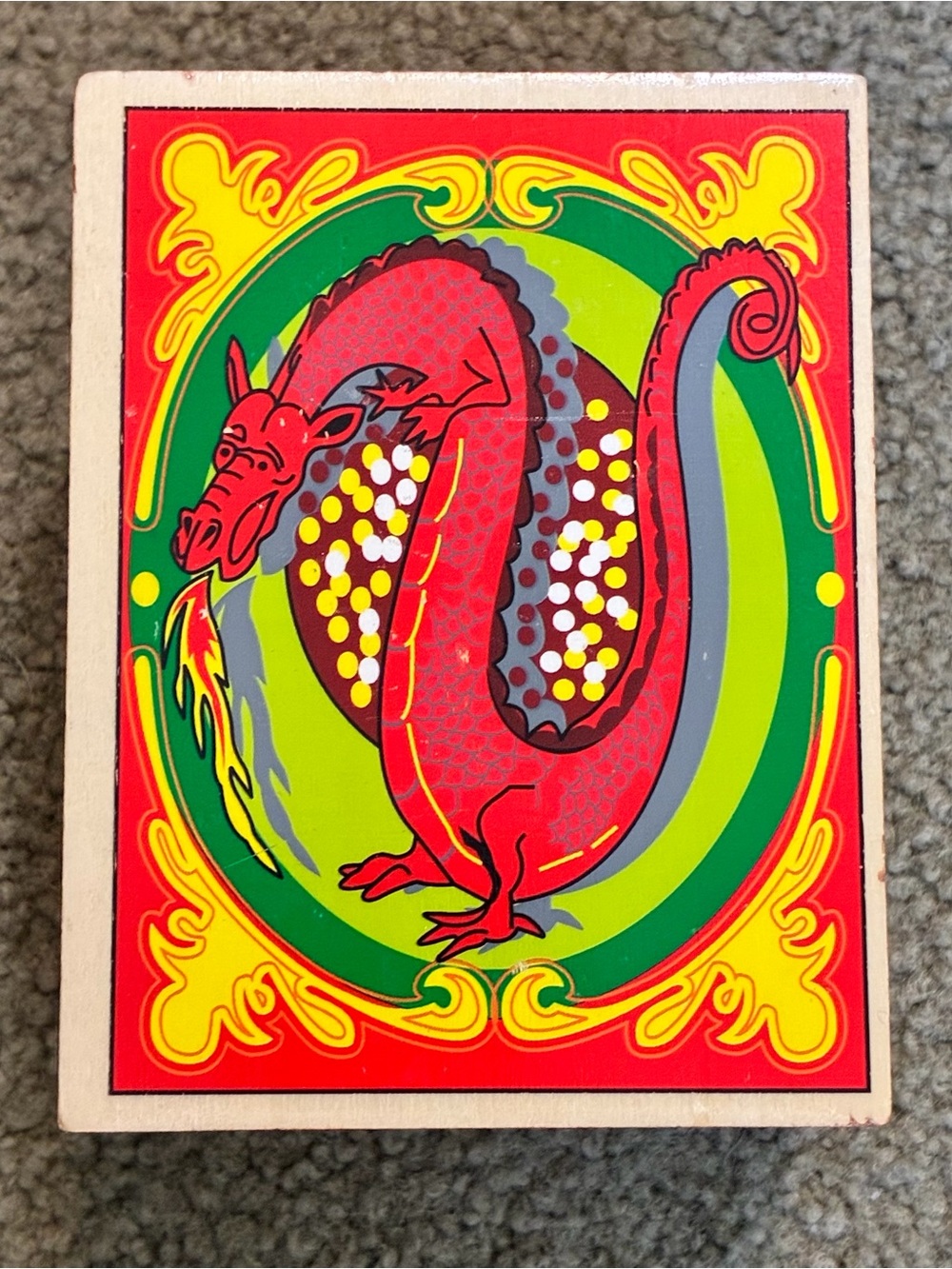 Small wooden stash box dragon design